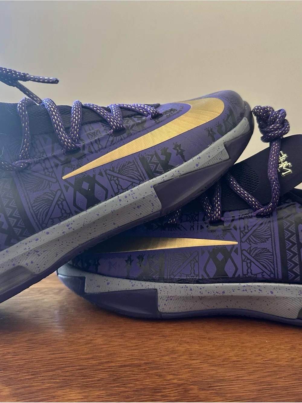Nike KD 6 BHM Black History Month Purple Gold 599477-501 Boys Youth Sz 5.5Y
